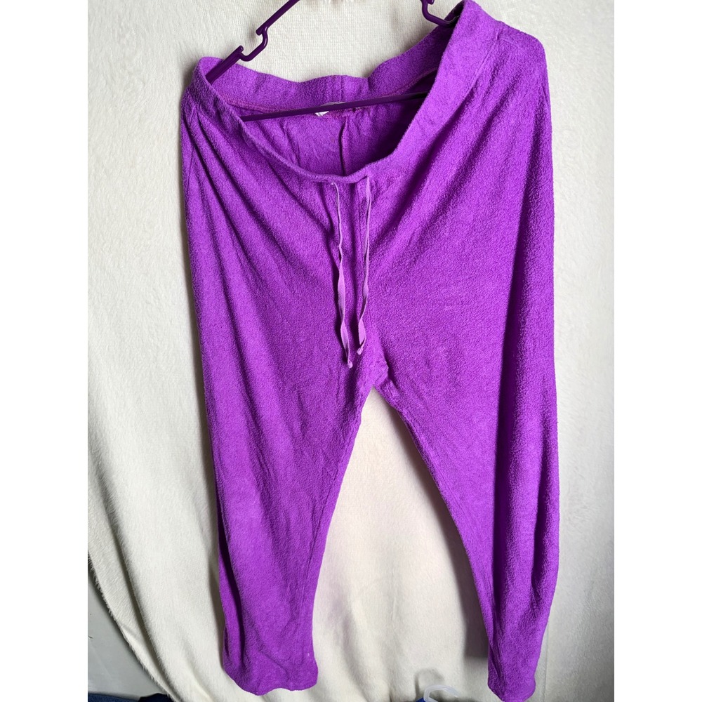 Natori Purple Terry Cloth‎ Lounge Pants Drawstring Joggers Size Medium